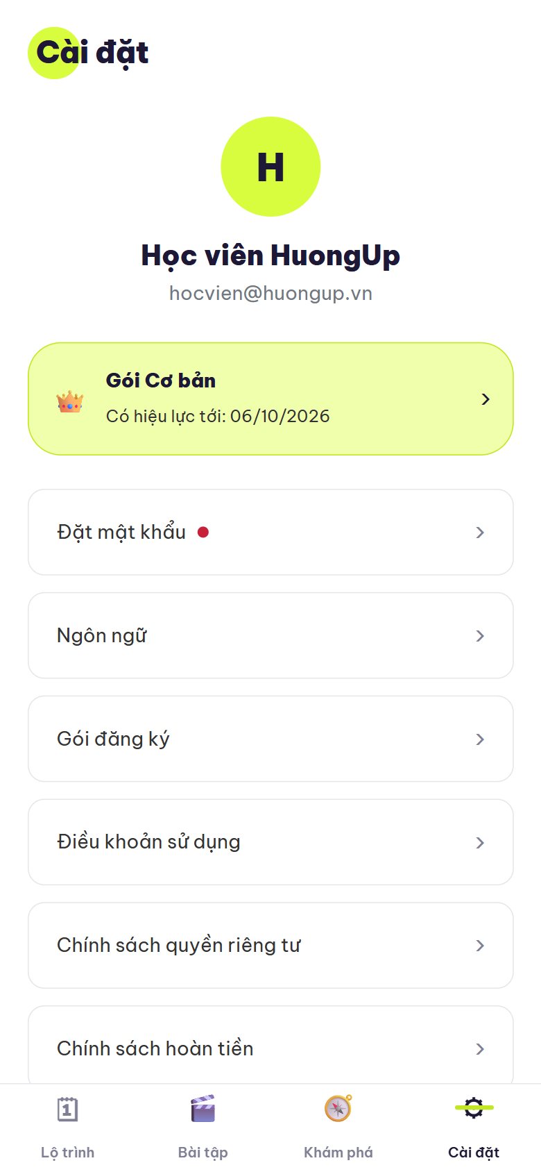 Màn cài đặt