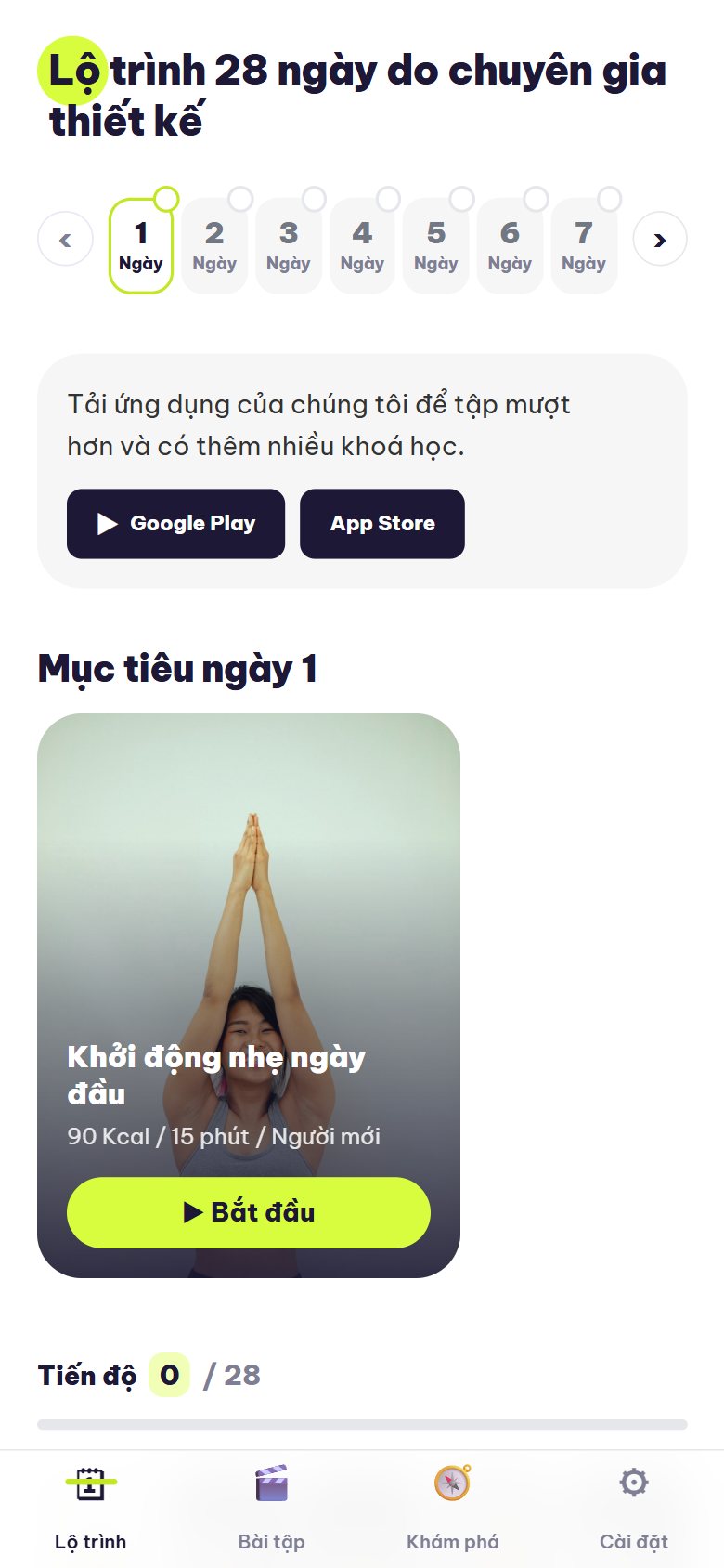 Màn lộ trình 28 ngày